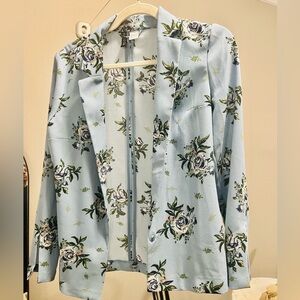 H&M Blue and Green Blazer Elegant Suit Jacket